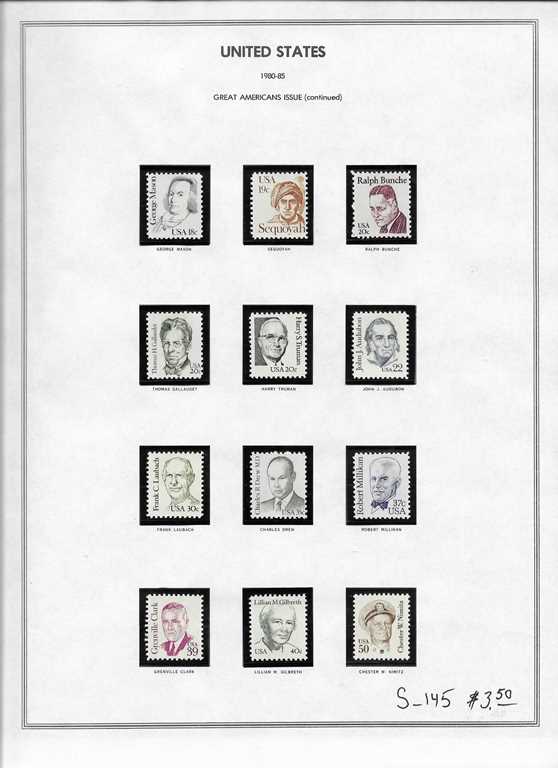 Page 145, USA single stamps