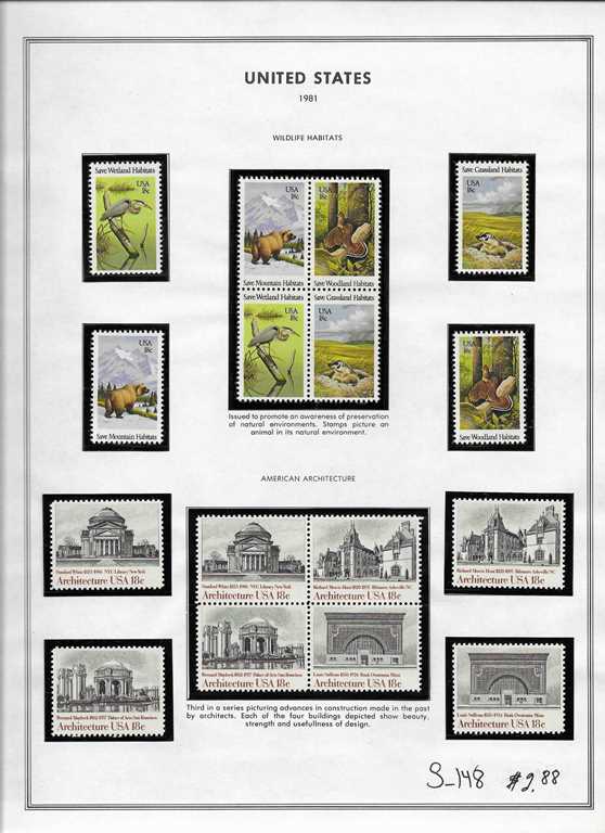 Page 148, USA single stamps