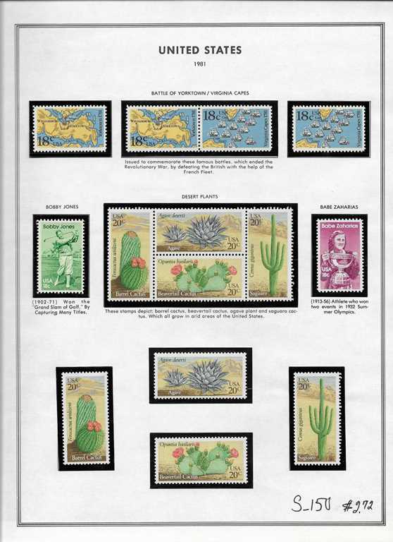 Page 150, USA single stamps
