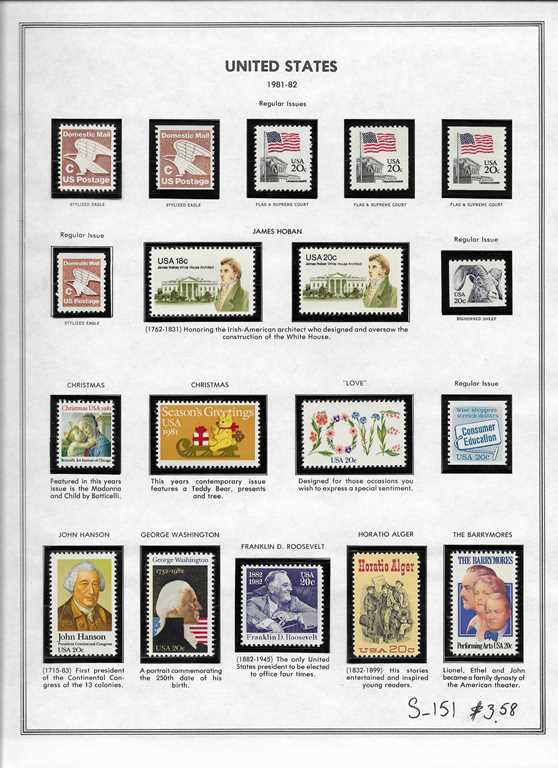 Page 151, USA single stamps