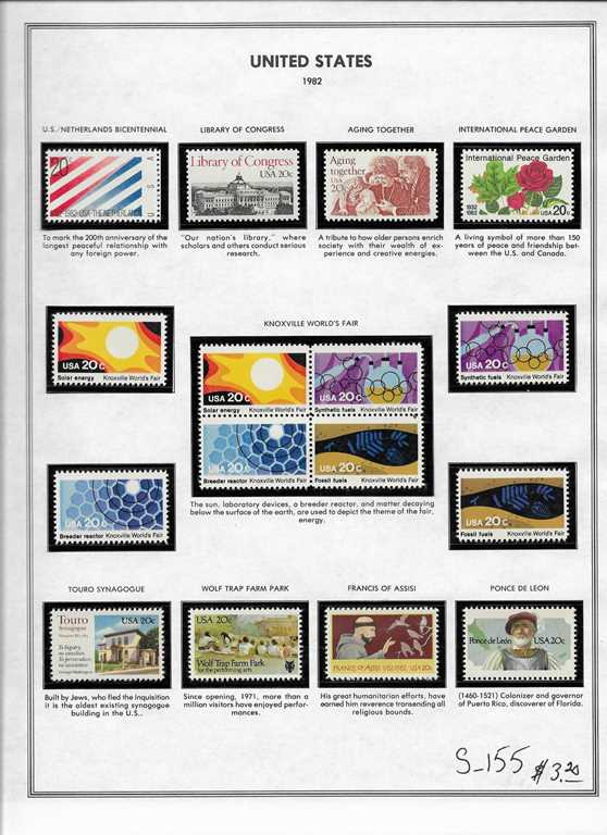 Page 155, USA single stamps