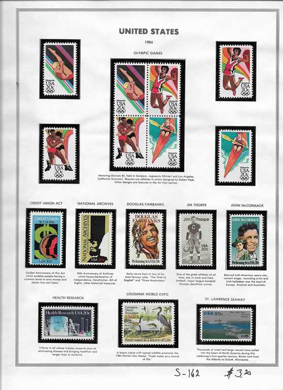 Page 162, USA single stamps
