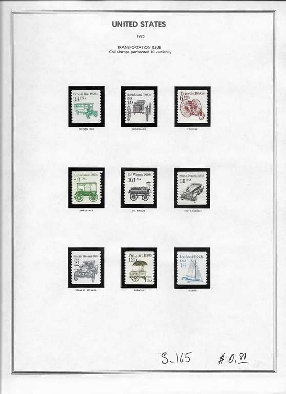 Page 165, USA single stamps