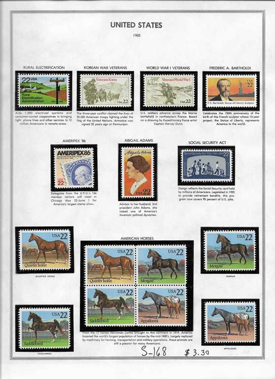 Page 168, USA single stamps