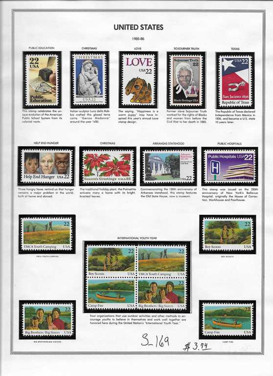 Page 169, USA single stamps