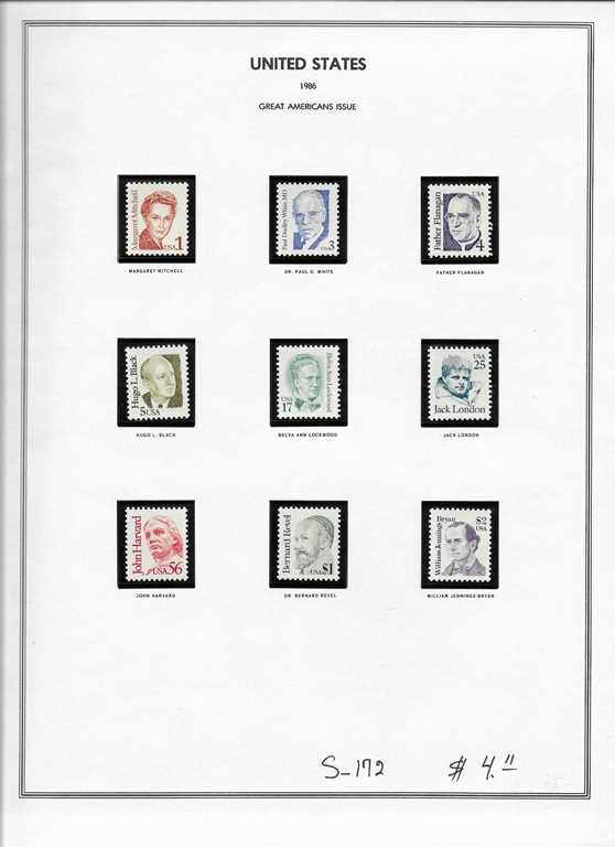 Page 172, USA single stamps